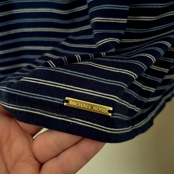 Women’s Michael Kors Stripe Top, Bell Sleeves, Large, Blue - Picture 4 of 6
